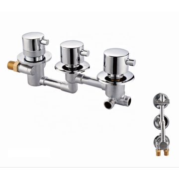 Modern design 3 Way bathroom chrome thermostatic faucet mixer brass wall  temperature control faucet